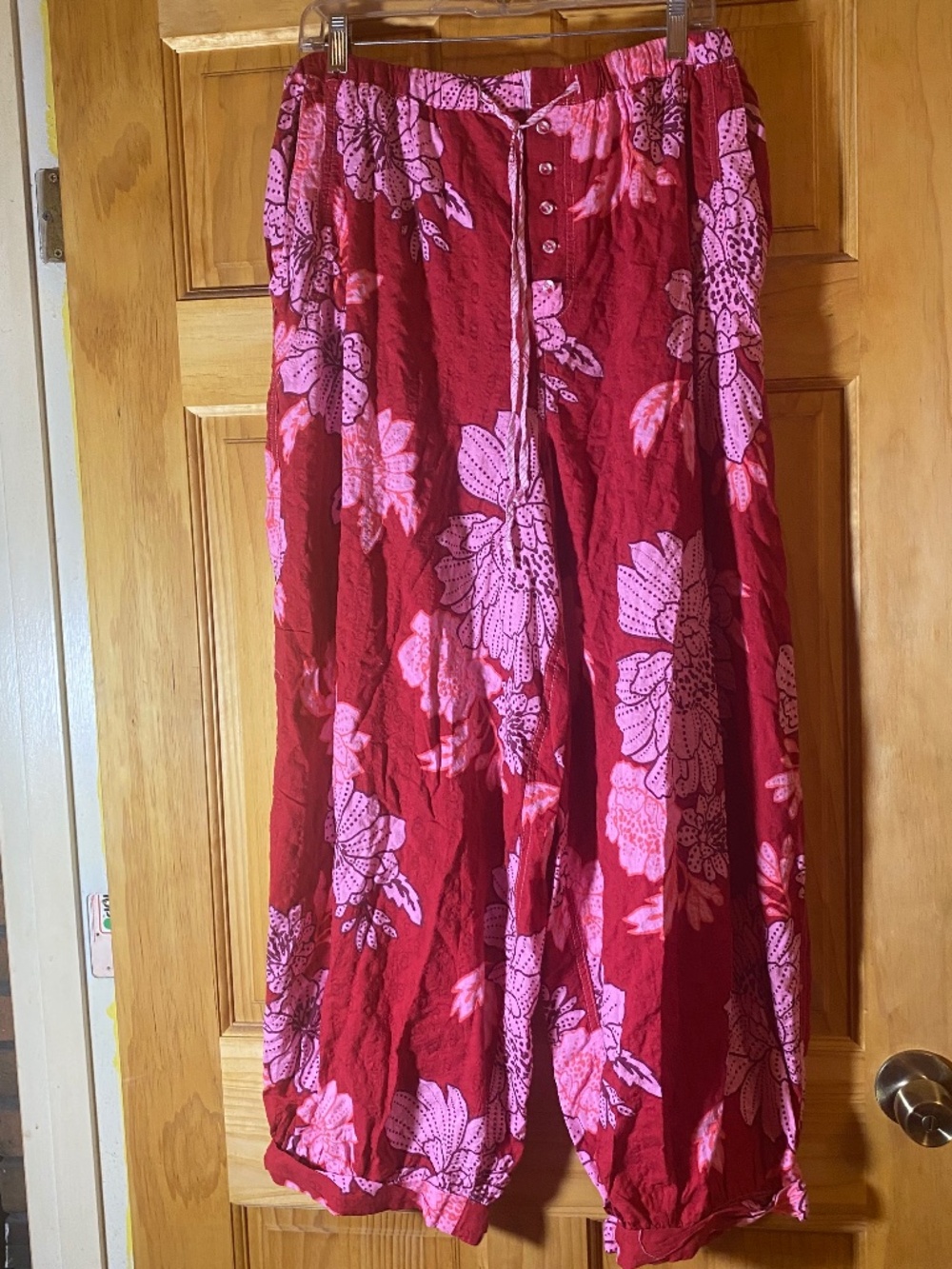 Free People On Repeat PJ Pants Red/Pink Floral XL NWT - Picture 2 of 4